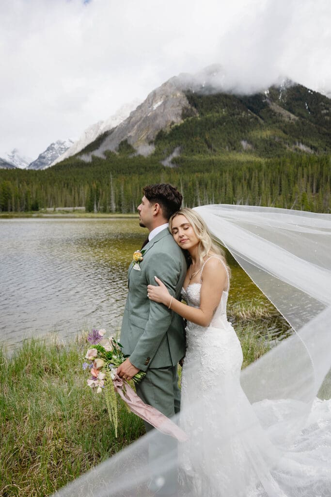 Mountain view wedding at Mount Engadine Lodge in Kananaskis, Alberta