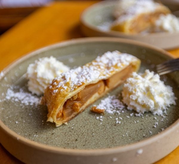 Mount Engadine Lodge's famous streusel pastry as part of the afternoon tea service